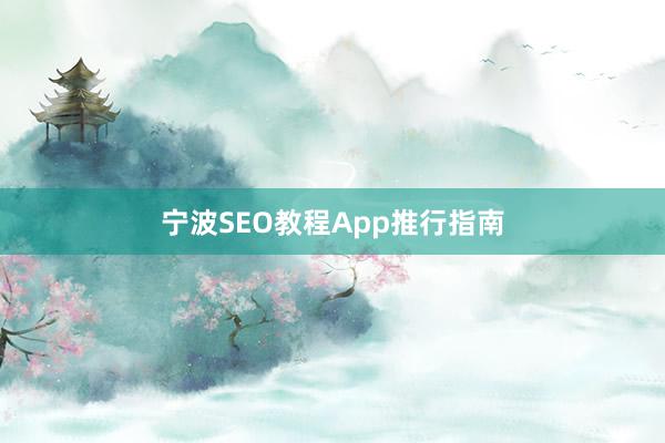 宁波SEO教程App推行指南